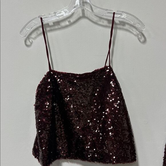 Anthropologie Bishop + Young Sublime Sequin Cami – Burgundy Small | Retail $110 - Picture 3 of 7